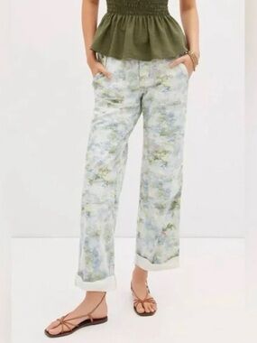 Anthropologie Pilcro Roamer Pants Blue Green Watercolor 30